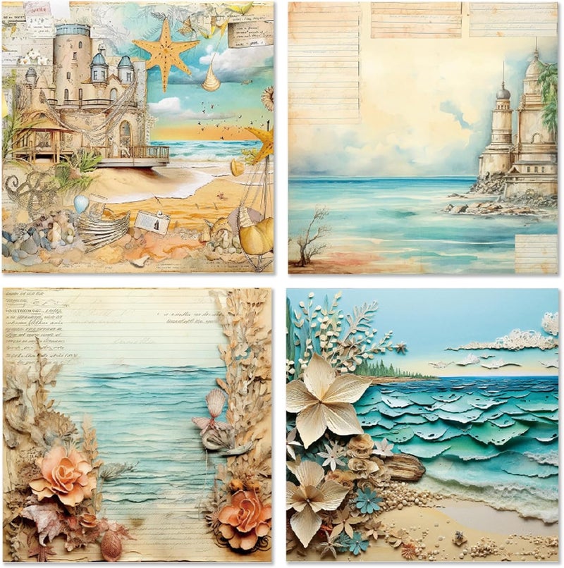 WLXTREE Beach House Scrapbook Paper Pad - 6x6 Sea Themed Travel & Vacation Scrapbooking Supplies Paper for DIY Decorative Background Cardmaking Art Journaling Planner Origami Crafts - Image 5